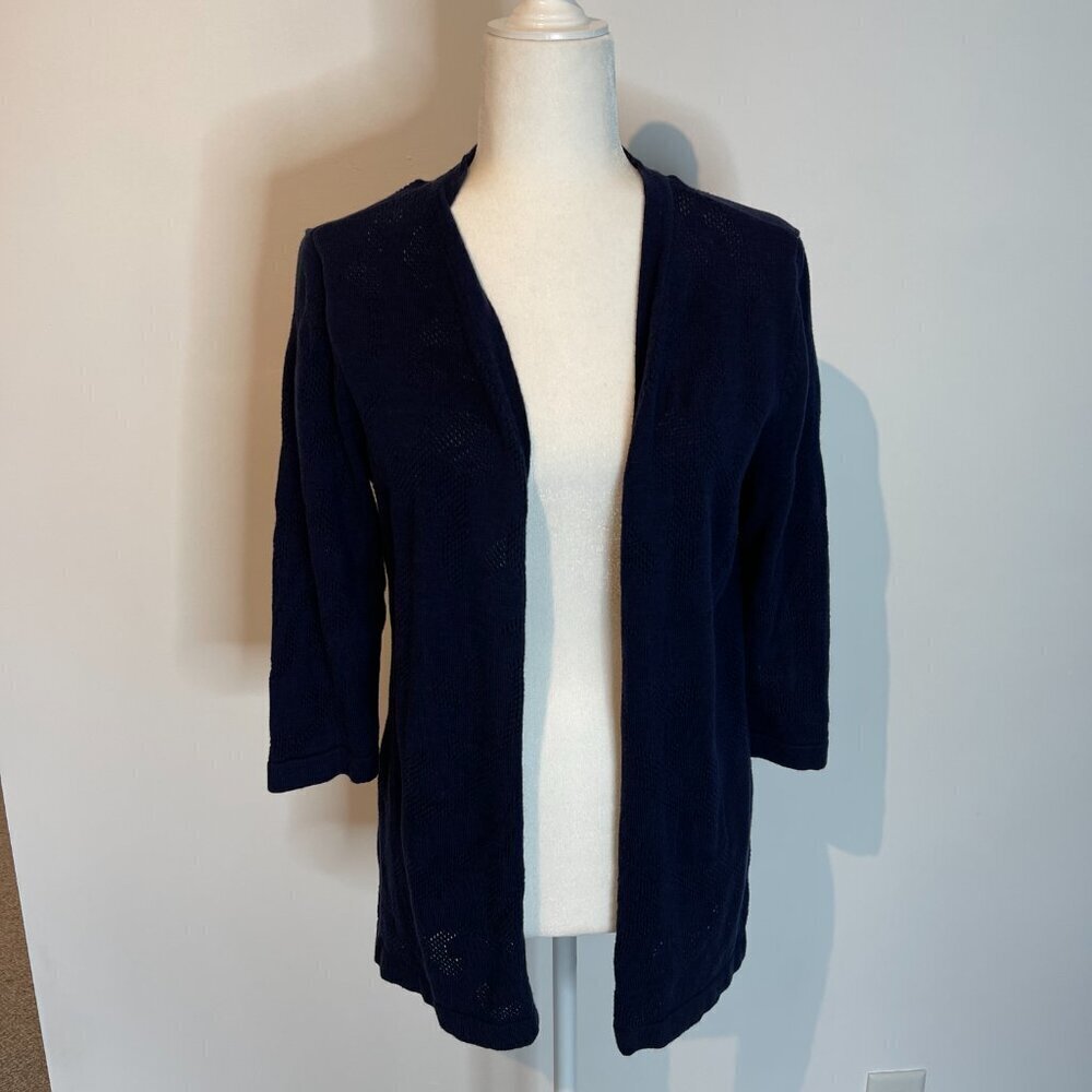 Chico's Navy Tunic Cardigan Sweater size Large (Chico's 2) - Picture 1 of 4